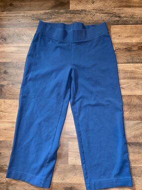 Lands' End Women’s Size Medium Royal Blue Wide-Leg Crop Leggings